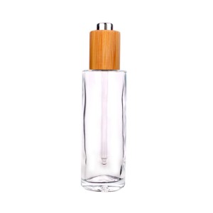 75ml personal care essential oil glass bottle with bamboo lid dropper