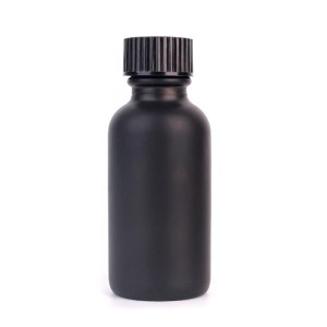 Fashion 30ml matte black glass bottles for essential oils with screw lid