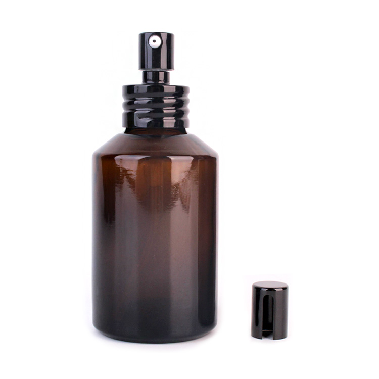 bouteille en verre de lotion ambre emballage cosmétique 120ml avec pulvérisateur à pompe