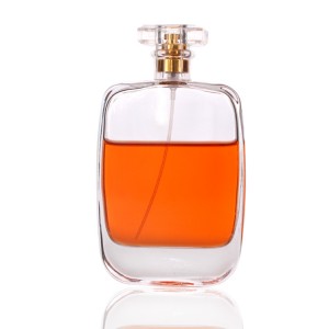 new design 120ml Flat round shape glass perfume bottle