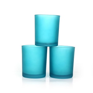 Hot Selling Luxury blue frosted 200ml 7oz Glass Candle Container jar for candle making