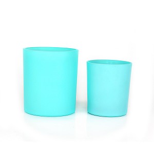 Empty 200ml 400ml Cylinder Round Wide mouth matte blue glass candle jar vessel container for scented candle making