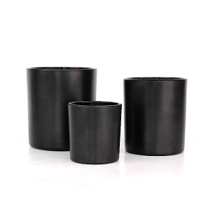 4oz 12oz 18oz black glass candle jar with wooden lid for candle making