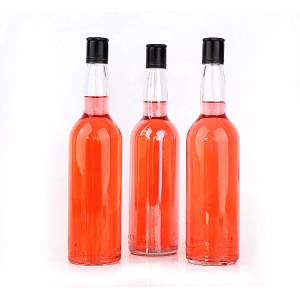Empty 620ml clear round glass wine bottles for spirits liquor with aluminum screw cap