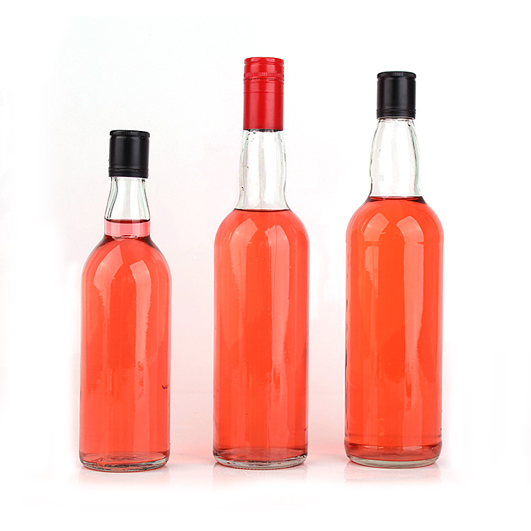 Bouteille de vin en verre vide en gros 460 ml 620 ml 690 ml pour spiritueux alcool avec bouchon en métal