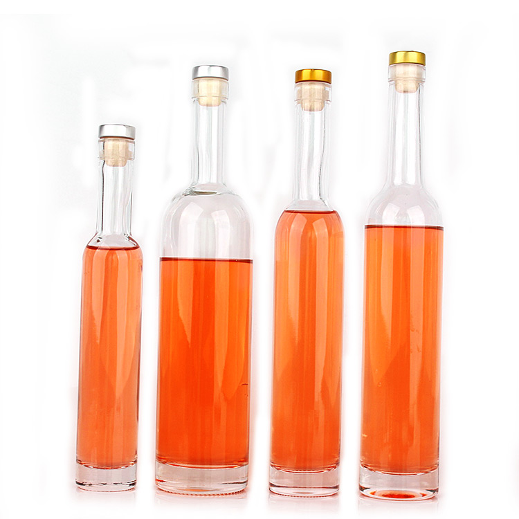 Long neck clear 200ml 375ml 500ml 750ml glass wine bottle with for liquor vodka