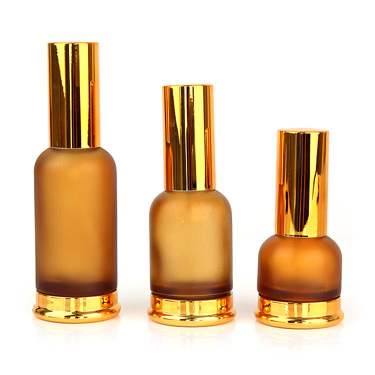 cosmetic packaging 20ml 30ml 50ml empty amber perfume glass spray bottle with gold cap