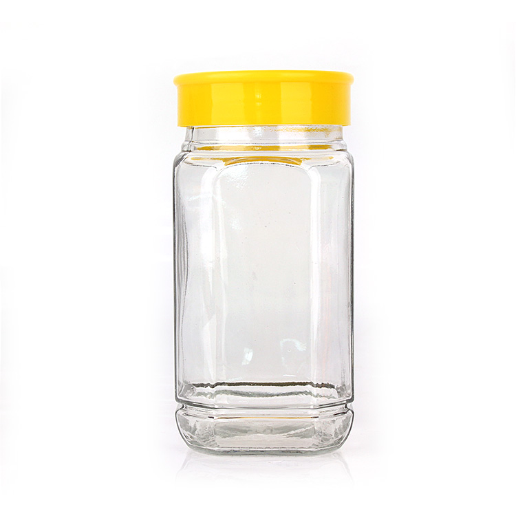 750ml kloer Loftdichte Glas Food Container Jar fir Hunneg Gebeess mat Plastiksdeckel