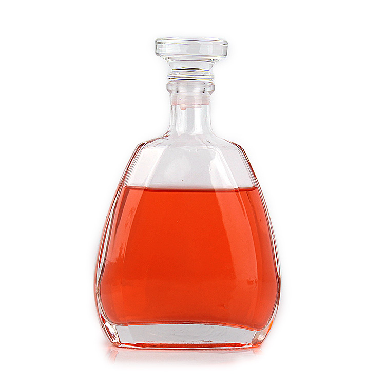 Bouteille en verre de vin clair plat personnalisé de 500 ml pour le gin de spiritueux de liqueur de whisky