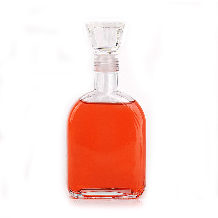 Bouteille de vin plate en verre clair vide de 350 ml pour l'alcool de rhum au brandy