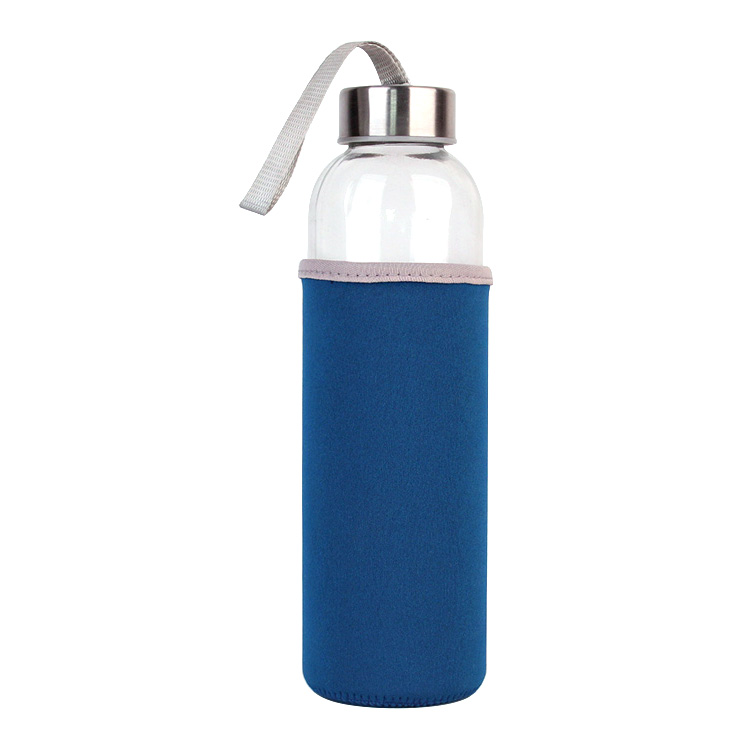 Glass Water Bottle 500ml for Beverages and Juicer with Stainless Steel Leak Proof Cap