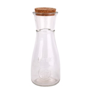 330ml Food Grade Round Beverage Milk Glass Juice Bottle With Wooden Cork