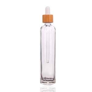 Wholesale 80ml glass cosmetic bottle with bamboo cap