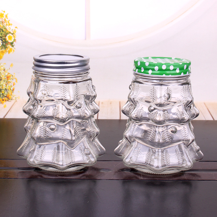 900ml Christmas Tree Shape Glass Mason Jar drinking Mug with Metal Lid with  Hole and Straw factory and manufacturers