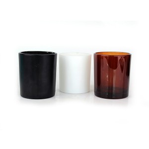 Factory Wholesale empty black white amber glass candle container jar vessel