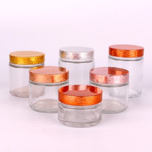 wholesale 1oz 2oz 3oz 4oz straight side wide mouth glass food storage jar with shinny plating lid