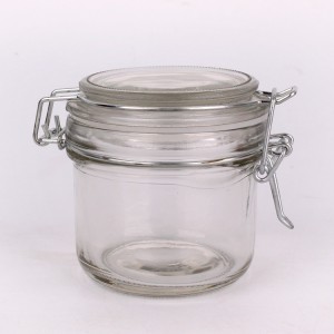 6oz clear glass storage jar with clip lid