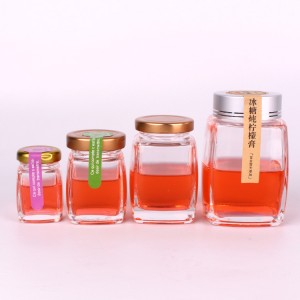 Wholesale 50ml 100ml 200ml 350ml Square Glass Jam Honey Food Jar for candy with Tin Lid