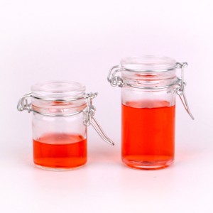 cylindre 50ml 70ml bocal en verre alimentaire avec bouchon en verre fermoir