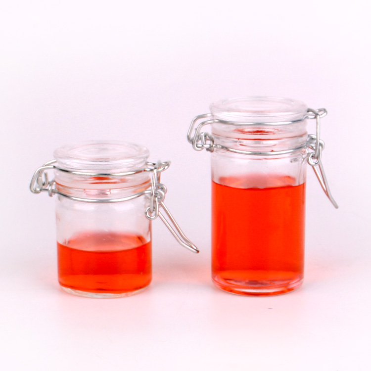 50ml 70ml cylinder food glass jar with clasp glass cap Featured Image