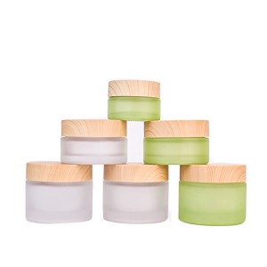 Luxury cosmetic packaging 20ml 40ml 60ml frosted round face cream glass cosmetic jar with plastic lid