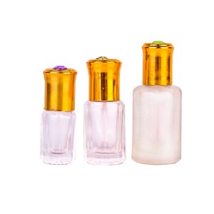 High quality 7ml essential oil perfume glass bottle with golden cap