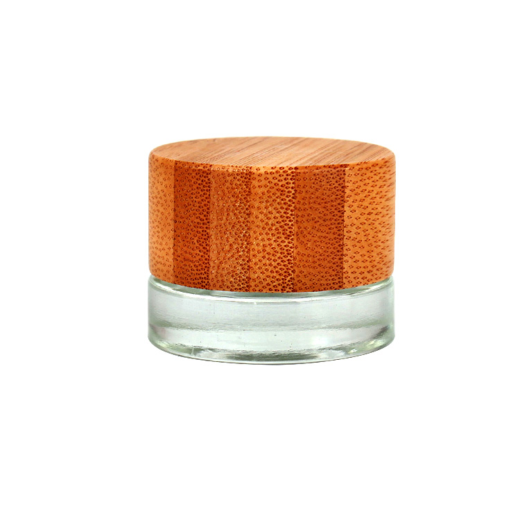 5ml small round glass jar with bamboo wooden cap for eye cream cosmetic
