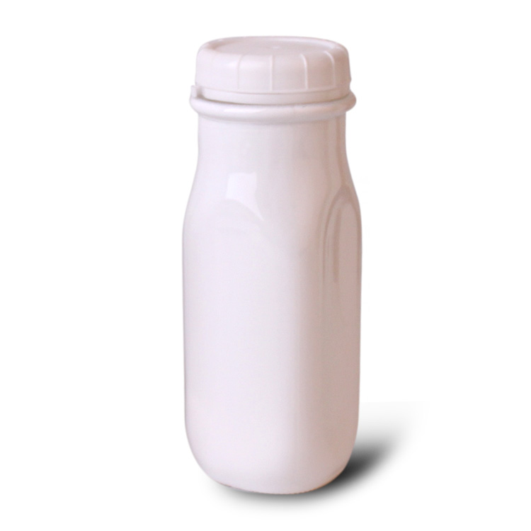 8oz bel kvadrat mleko steklenica s plastičnim pokrovom