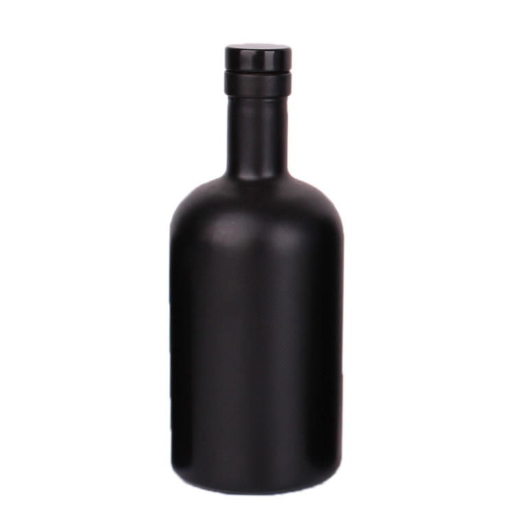 375ml mewah vodka hitam kaca botol wiski minuman keras dengan penutup getah