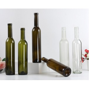 Factory wholesale recycled 750ml clear green amber glass red wine bottle for liquor spirits champagne