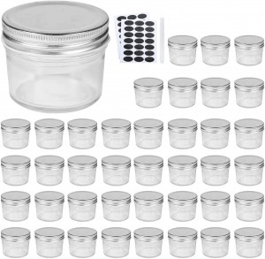 Small 4oz wide mouth Glass mason Jars food storage container With sliver metal Lids for Honey Jam Foods Wedding Favor DIY