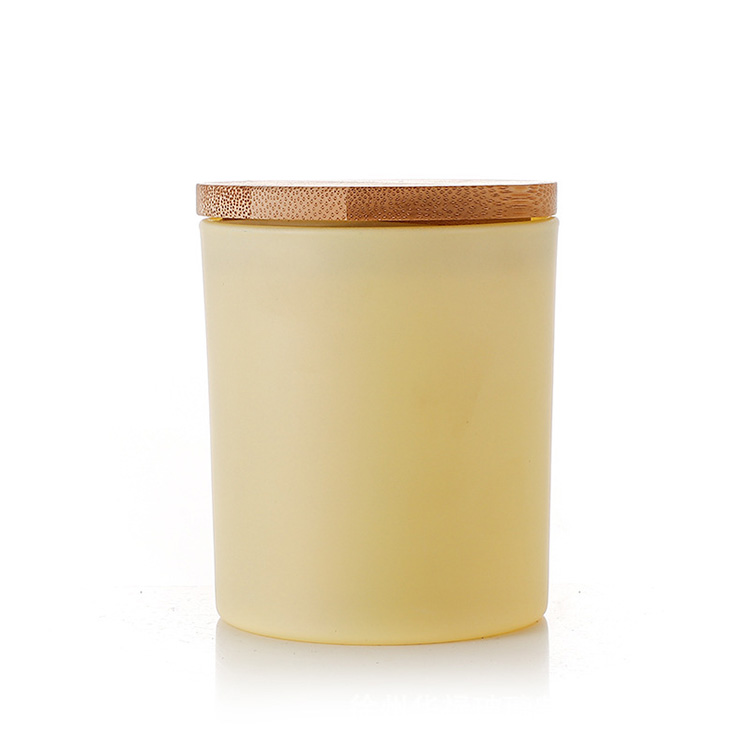 Frosted Matte Glass Candle Vessel Jars with Wooden Lid 7oz for candle  making factory and manufacturers