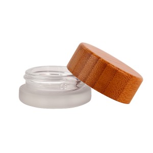 Eco friendly 7ml round frosted eye cream cosmetic glass jar with bamboo wood lid