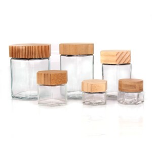 70ml 180ml 280ml 380ml food grade hexagonal glass honey jar with wooden lid