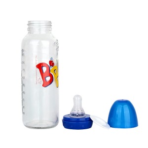Fashion 8oz round baby glass milk bottle with cap