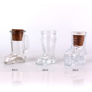 40ml 60ml Boot shaped glass drinking cup wholesale