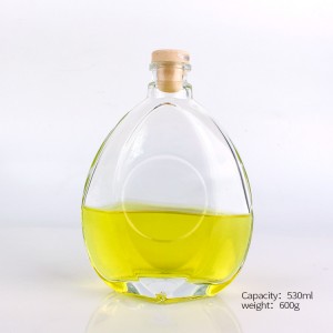 hot sell 250ml 500ml empty clear flat wine whiksy bottle with polymer stopper