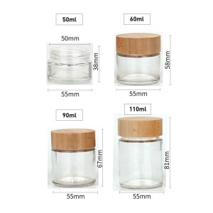 Hot sale round 50ml 60ml 90ml 110ml face glass cream cosmetic jar with bamboo lid