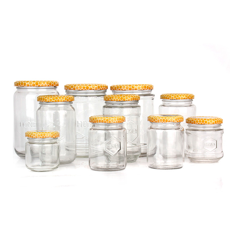 165ml 180ml 370ml 600ml clear honey jam glass food storage jar with metal lid Featured Image