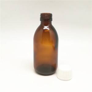 בקבוק זכוכית סירופ שיעול רפואי 200 מ"ל ענבר