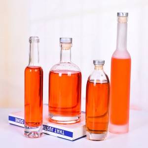 wholesale 375 ml clear glass wine bottles with cork for sale