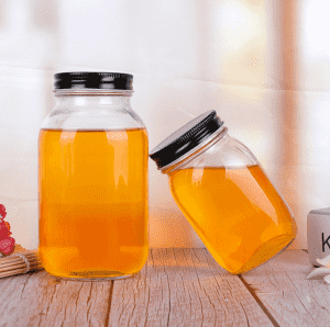 Glass honey jar with lids wholesale