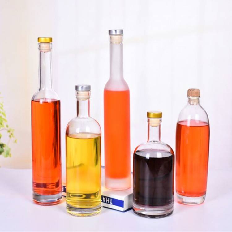 wholesale 375 ml clear glass wine bottles with cork for sale Featured Image