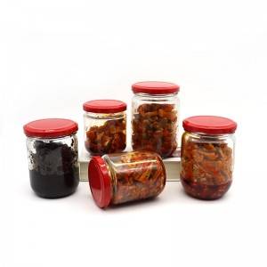 300ml round glass food jar with metal lid