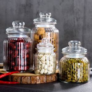 Glass storage containers jar with lids for sale