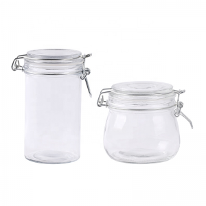 Wholesale Clear Glass Storage Jar With Flip Top Cap
