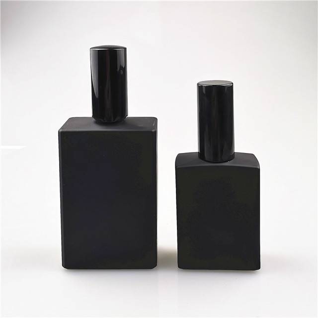 50ml 100ml square black color glass perfume bottle with spray Featured Image