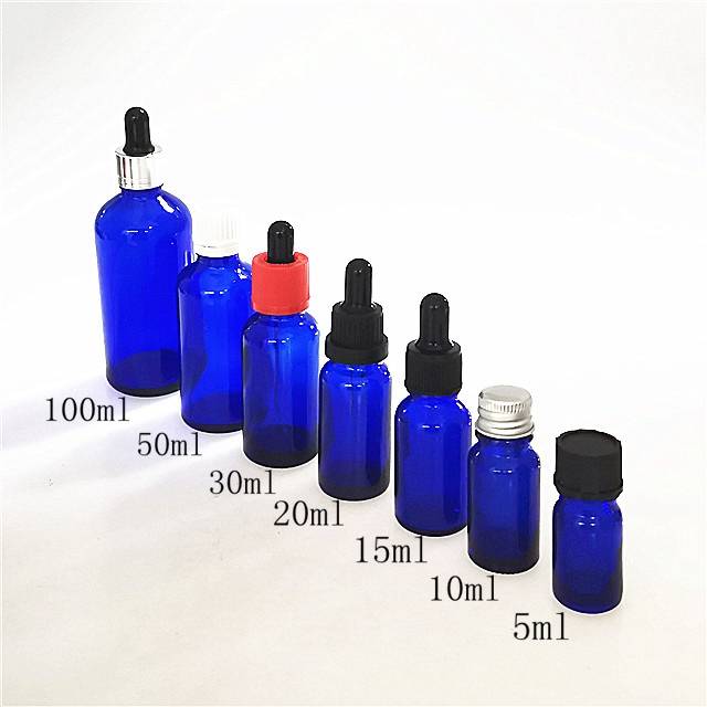 Blue essential oil glass dropper bottle Featured Image