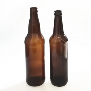 Garrafa de vidro âmbar de 650ml para embalagem de cerveja com tampa de coroa