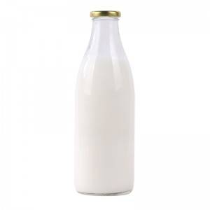 1l glass milk bottle with metal screw lid